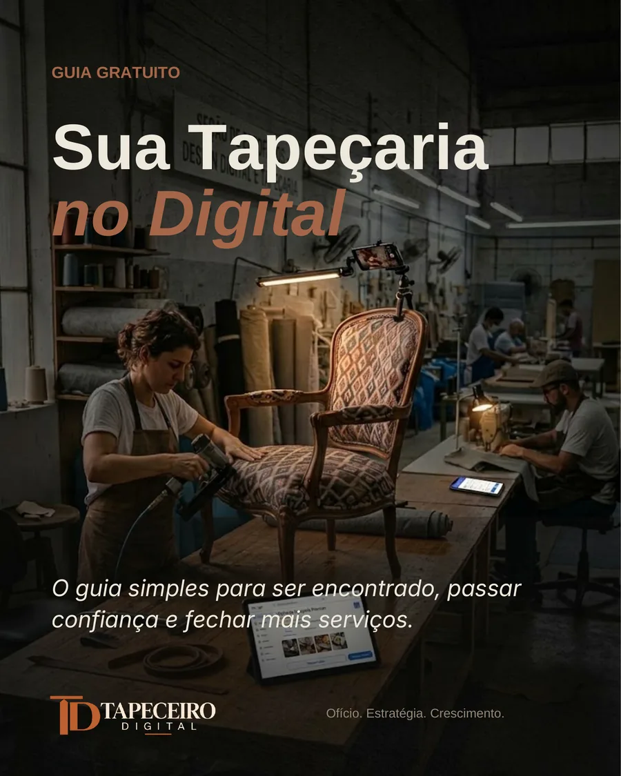 Capa do guia gratuito Sua Tapeçaria no Digital, da Tapeceiro Digital